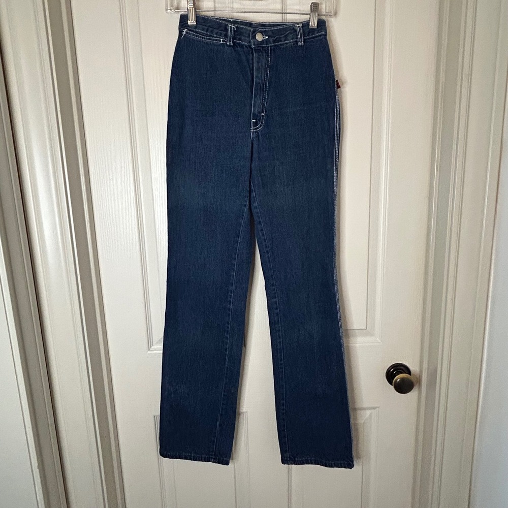 VIntage ZENA High Waisted Straight Leg Jeans Dark Wash Denim Juniors Size 7